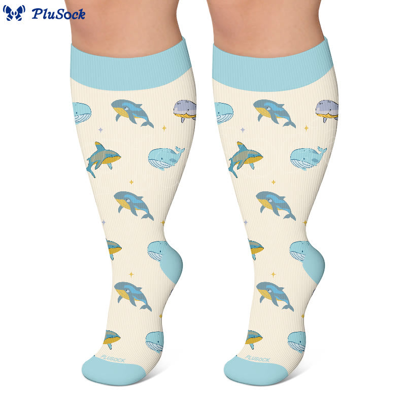 Plus Size Whale Crab Starfish Compression Socks - image 2