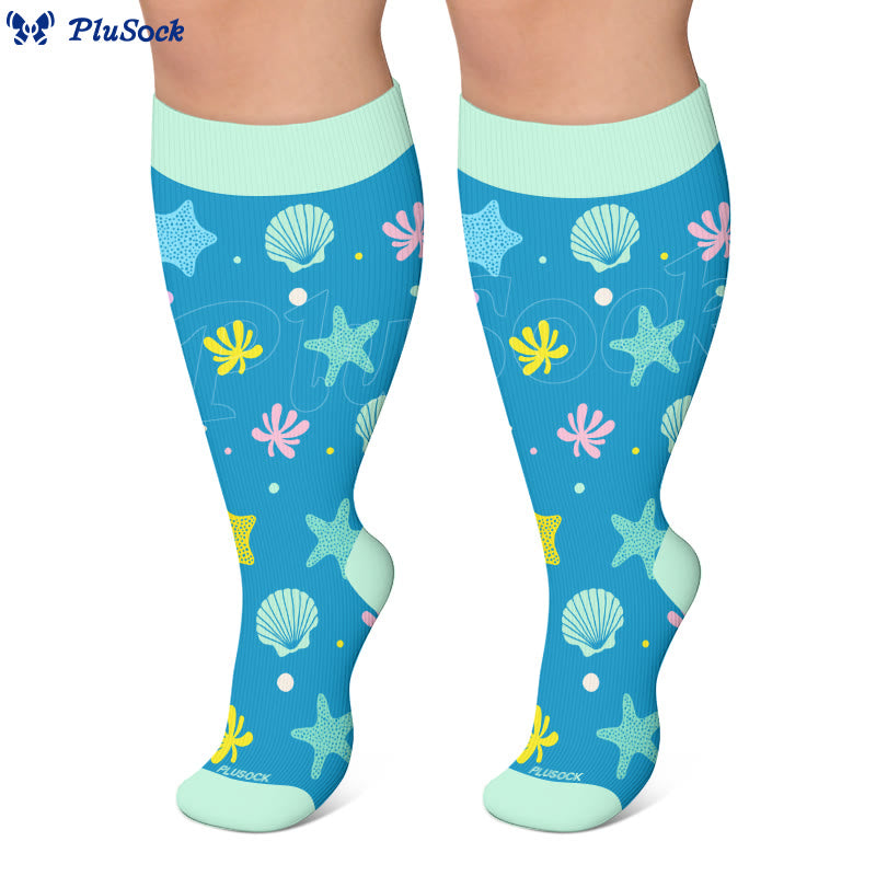 Plus Size Whale Crab Starfish Compression Socks - image 4