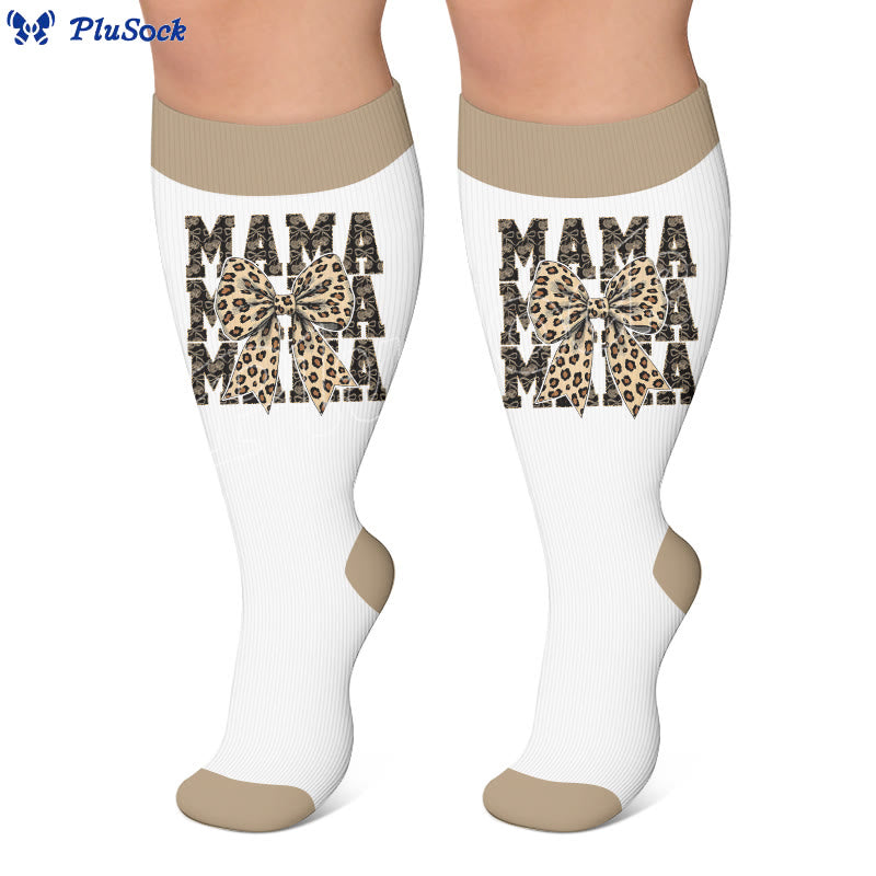 Plus Size Holiday Leopard Print Compression Stockings - image 2