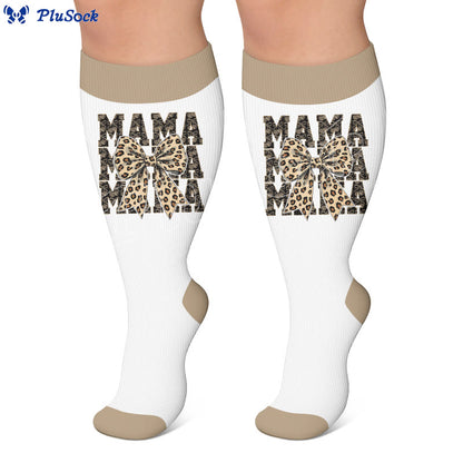 Plus Size Holiday Leopard Print Compression Stockings - image 2