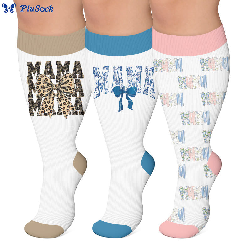 Plus Size Holiday Leopard Print Compression Stockings - image 0