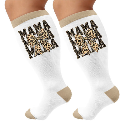 Plus Size Holiday Leopard Print Compression Stockings - Leopard(1 Pair) - 4XL - image 5