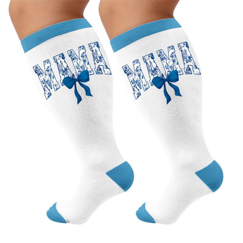 Plus Size Holiday Leopard Print Compression Stockings - Bow(1 Pair) - 4XL - image 6