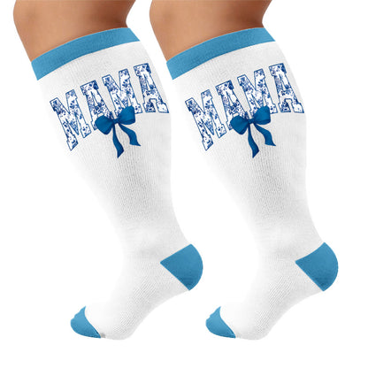 Plus Size Holiday Leopard Print Compression Stockings - Bow(1 Pair) - 4XL - image 6