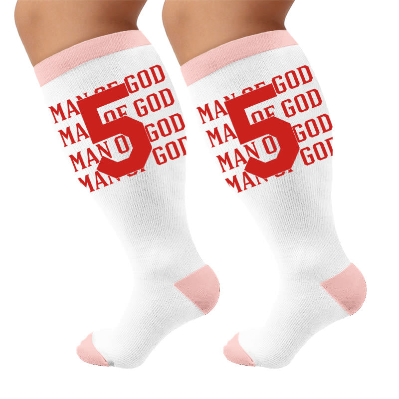 Plus Size Digital Print Compression Stockings - Five(1 Pair) - 4XL - image 6