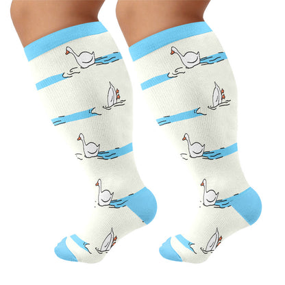 Plus Size Dog Goose Cat Compression Socks - Beige(1 Pair) - 4XL - image 6