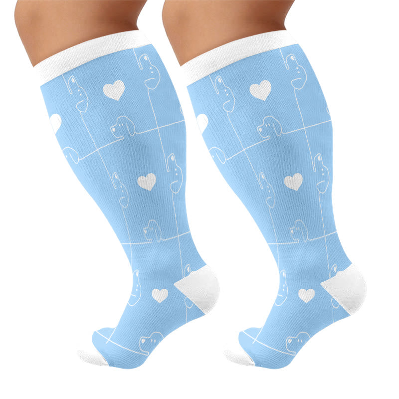 Plus Size Dog Goose Cat Compression Socks - Blue(1 Pair) - 4XL - image 5