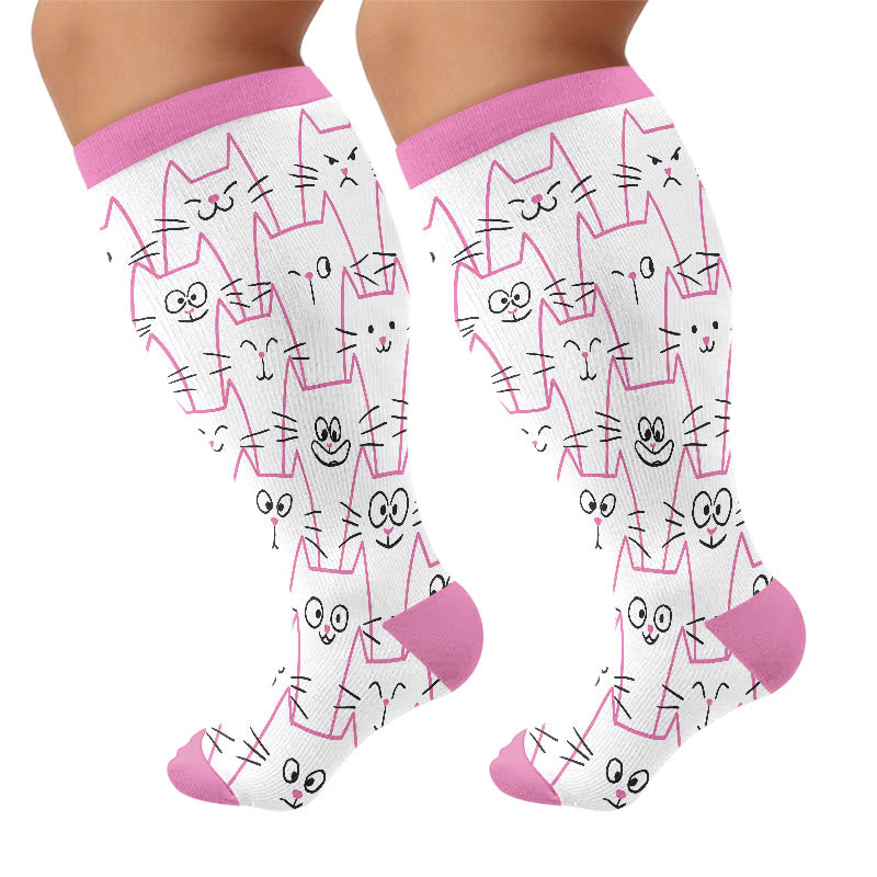 Plus Size Dog Goose Cat Compression Socks - Pink(1 Pair) - 4XL - image 7