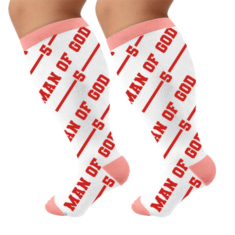 Plus Size Fun Letter Print Compression Socks - Five(1 Pair) - 4XL - image 6