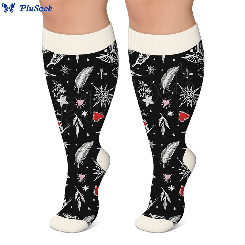 Plus Sizeloral Feather Star Compression Socks - image 2