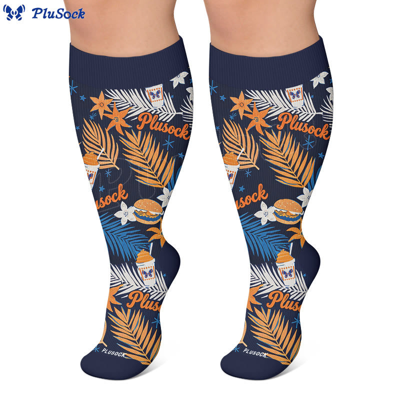 Plus Sizeloral Feather Star Compression Socks - image 4