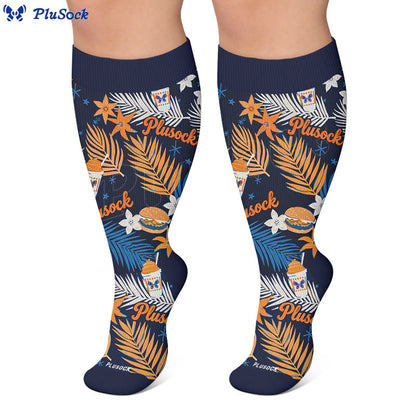 Plus Sizeloral Feather Star Compression Socks - image 4