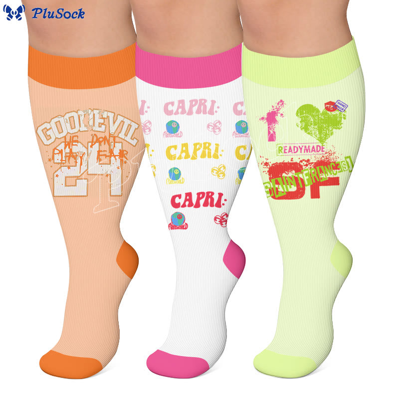Plus Size American Retro Street Print Compression Socks - image 0