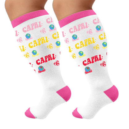 Plus Size American Retro Street Print Compression Socks - Letters(1 Pair) - 4XL - image 6