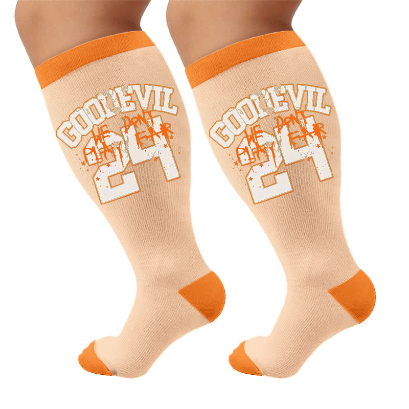 Plus Size American Retro Street Print Compression Socks - Numbers(1 Pair) - 4XL - image 5