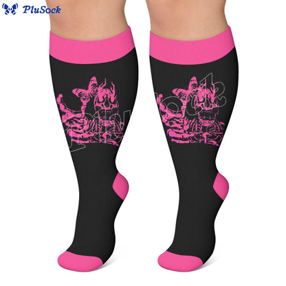 Plus Size American Retro Skull Print Compression Socks - image 3