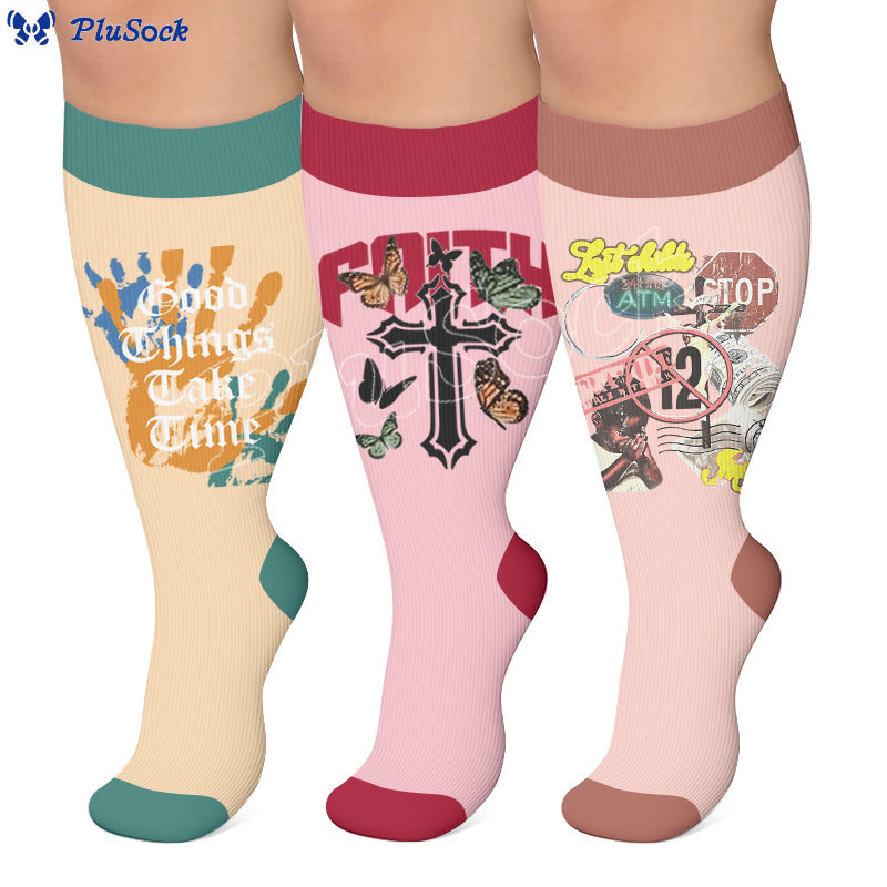 Plus Size Street Style Printed Compression Socks - image 0