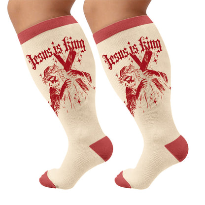 Plus Size Faith Print Compression Socks - Cross(1 Pair) - 4XL - image 6