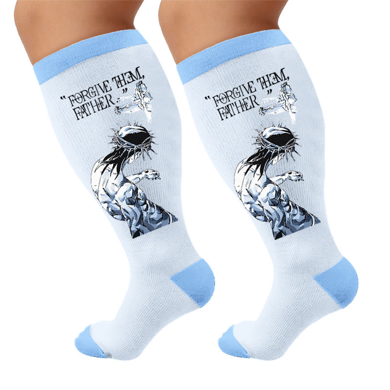 Plus Size Faith Print Compression Socks - Jesus(1 Pair) - 4XL - image 5