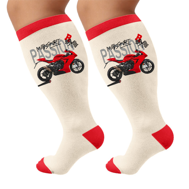 Plus Size Sporting Event Printed Compression Socks - Motorcycle(1 Pair) - 4XL - image 5