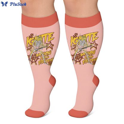 Plus Size Rock Skull Print Compression Socks - image 3