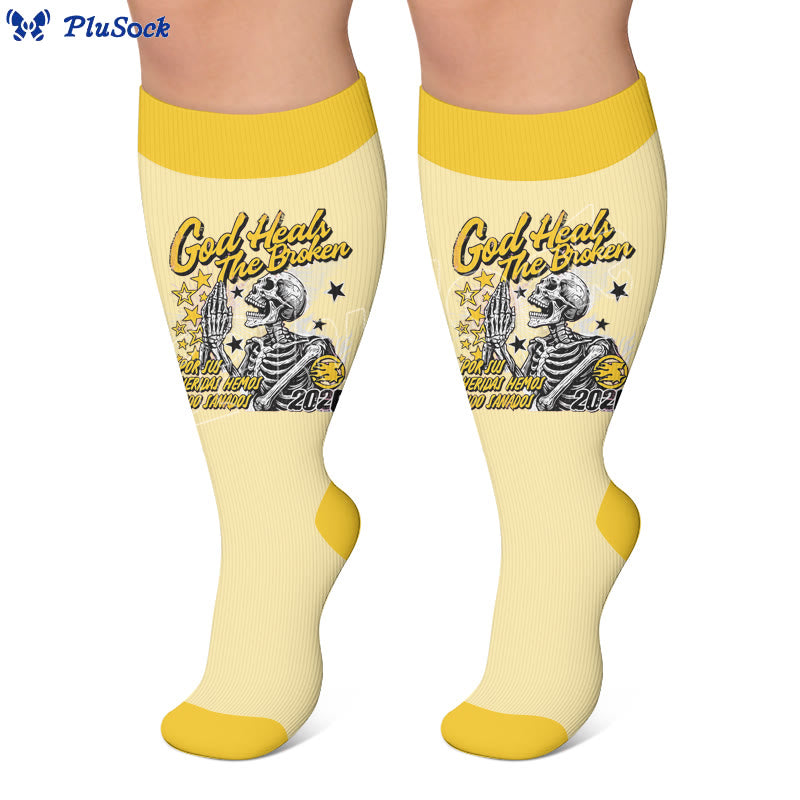 Plus Size Rock Skull Print Compression Socks - image 4