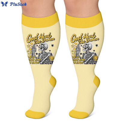 Plus Size Rock Skull Print Compression Socks - image 4