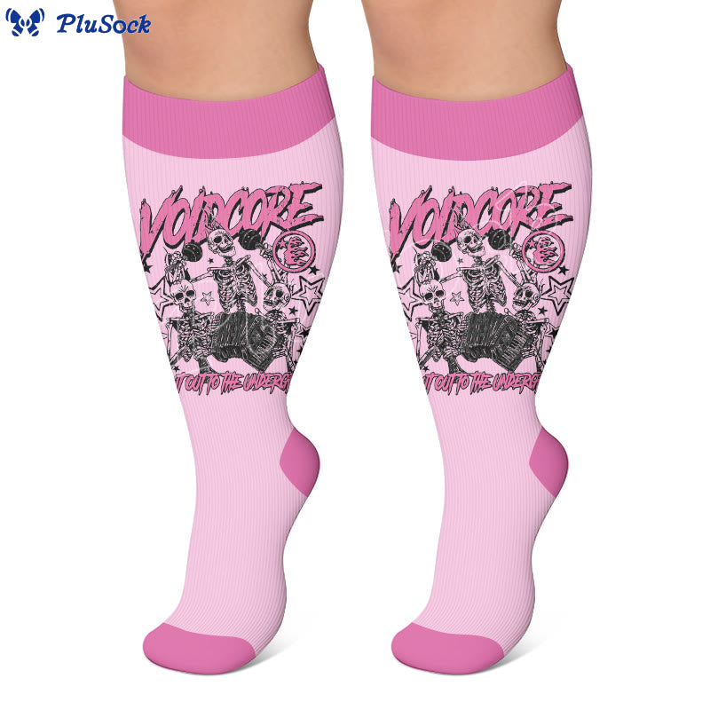 Plus Size Rock Skull Print Compression Socks - image 2