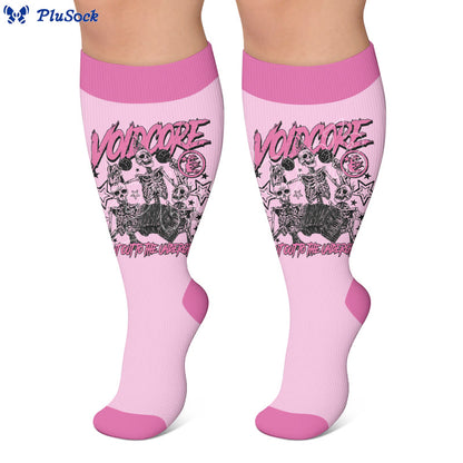 Plus Size Rock Skull Print Compression Socks - image 2