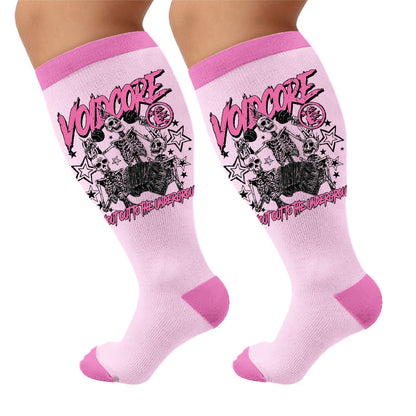 Plus Size Rock Skull Print Compression Socks - Accordion(1 Pair) - 4XL - image 5