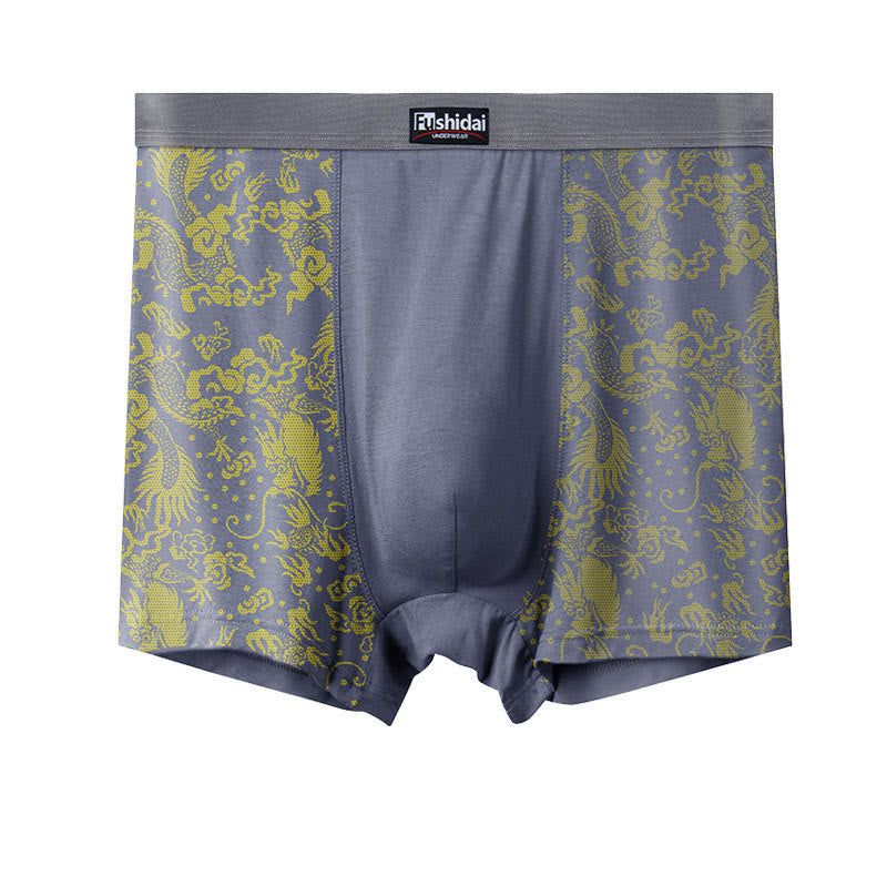 Dragon Jacquard Mid Length Boxer Briefs - Grey - 10XL - image 4