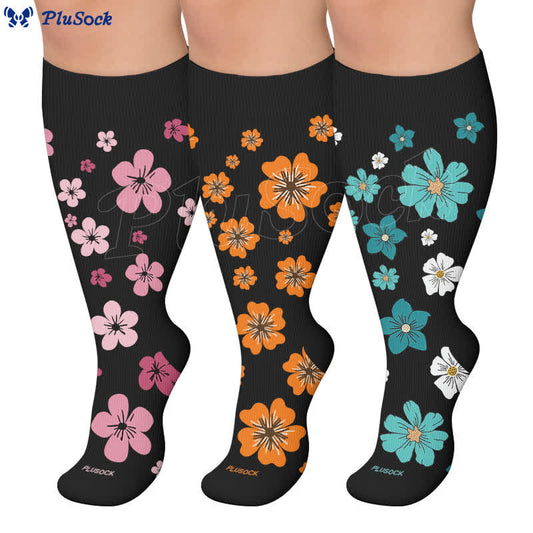 Plus Size Floral Glow Compression Socks - image 0
