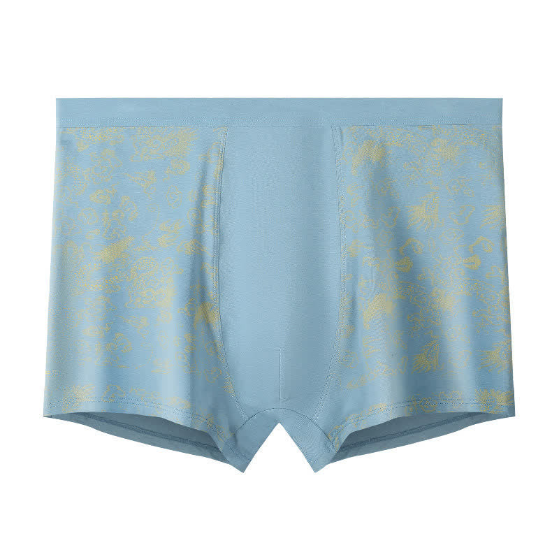 Wide Top Elastic Gold Pattern Boxer Briefs(2 Packs) - Light Blue - 10XL - image 7