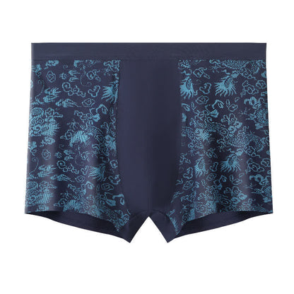 Wide Top Elastic Gold Pattern Boxer Briefs(2 Packs) - Navy Blue - 10XL - image 3