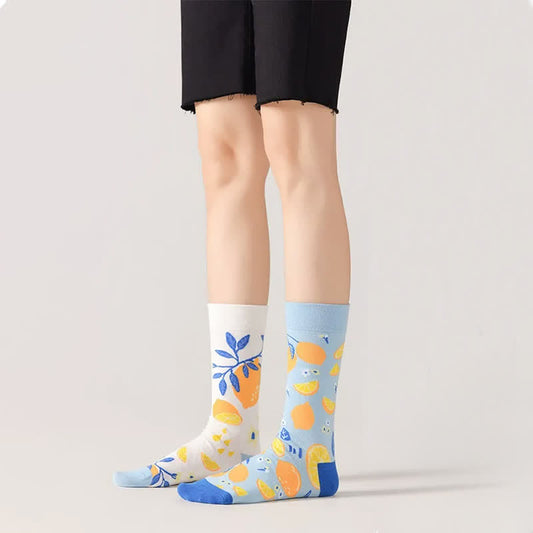 Lemon Pattern Quarter Socks - Blue - EU36-43(US3-10) - image 0