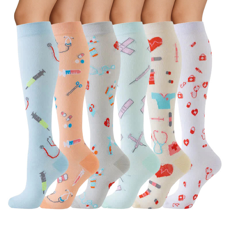 Medical Print Sweat-wicking Sports Compression Socks(6 Pairs) - image 1