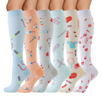 Medical Print Sweat-wicking Sports Compression Socks(6 Pairs) - image 1