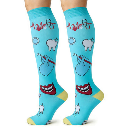 Medical Print Knee High Compression Socks(6 Pairs) - image 6