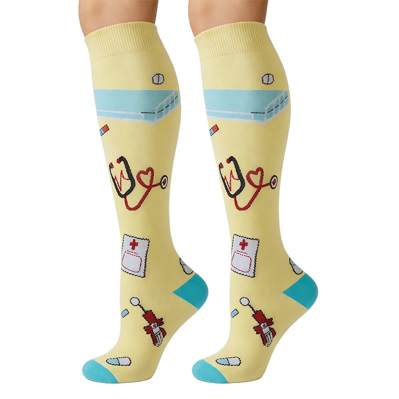 Medical Print Knee High Compression Socks(6 Pairs) - image 3