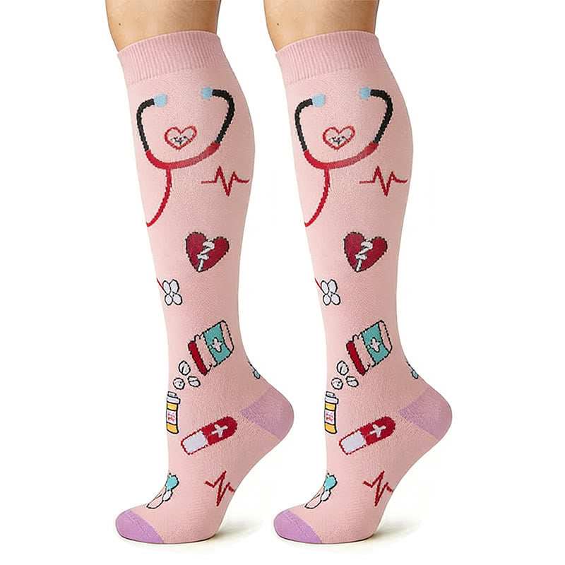 Medical Print Knee High Compression Socks(6 Pairs) - image 2
