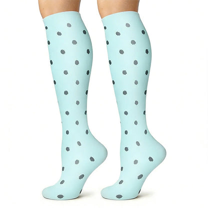 Flower Polka Dot Compression Socks(3 Pairs) - image 2