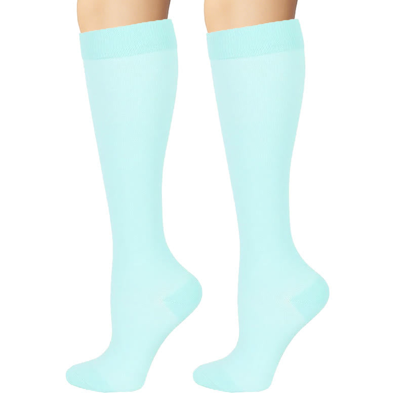 Blue Green Flower Compression Socks(6 Pairs) - image 4