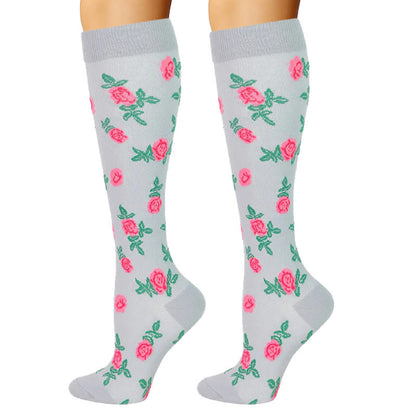 Blue Green Flower Compression Socks(6 Pairs) - image 2