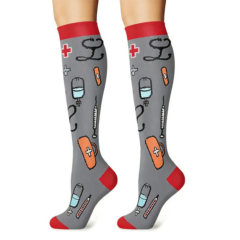 Medical Print Outdoor Running Compression Socks(6 Pairs) - image 2