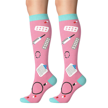 Medical Print Outdoor Running Compression Socks(6 Pairs) - image 3
