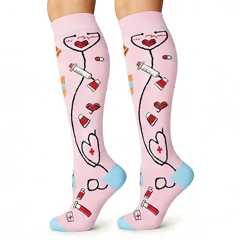 Medical Print Outdoor Running Compression Socks(6 Pairs) - image 6