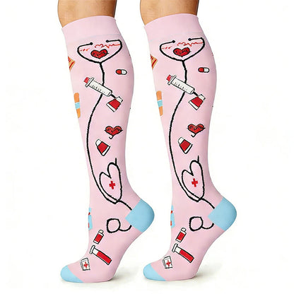 Medical Print Outdoor Running Compression Socks(6 Pairs) - image 6