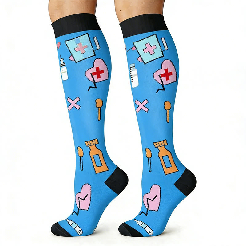 Medical Print Outdoor Running Compression Socks(6 Pairs) - image 5