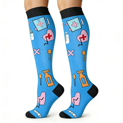 Medical Print Outdoor Running Compression Socks(6 Pairs) - image 5