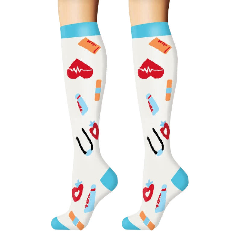 Medical Print Outdoor Running Compression Socks(6 Pairs) - image 4